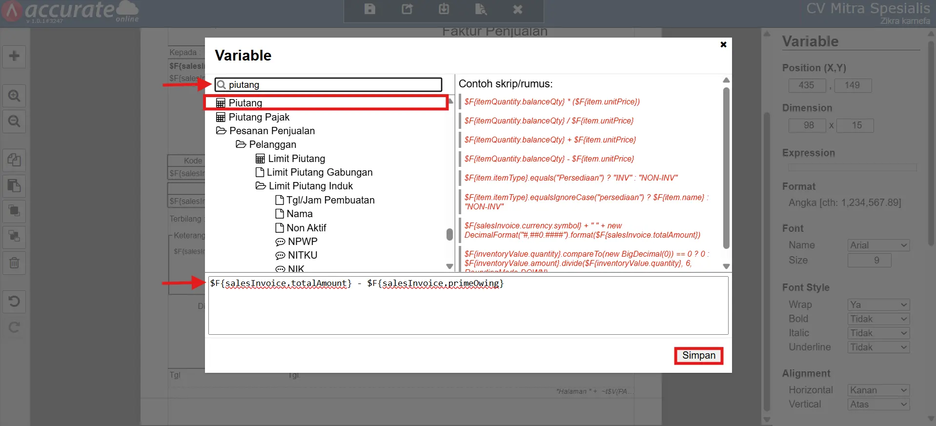 Cara menampilkan terbilang huruf kapital di faktur penjualan